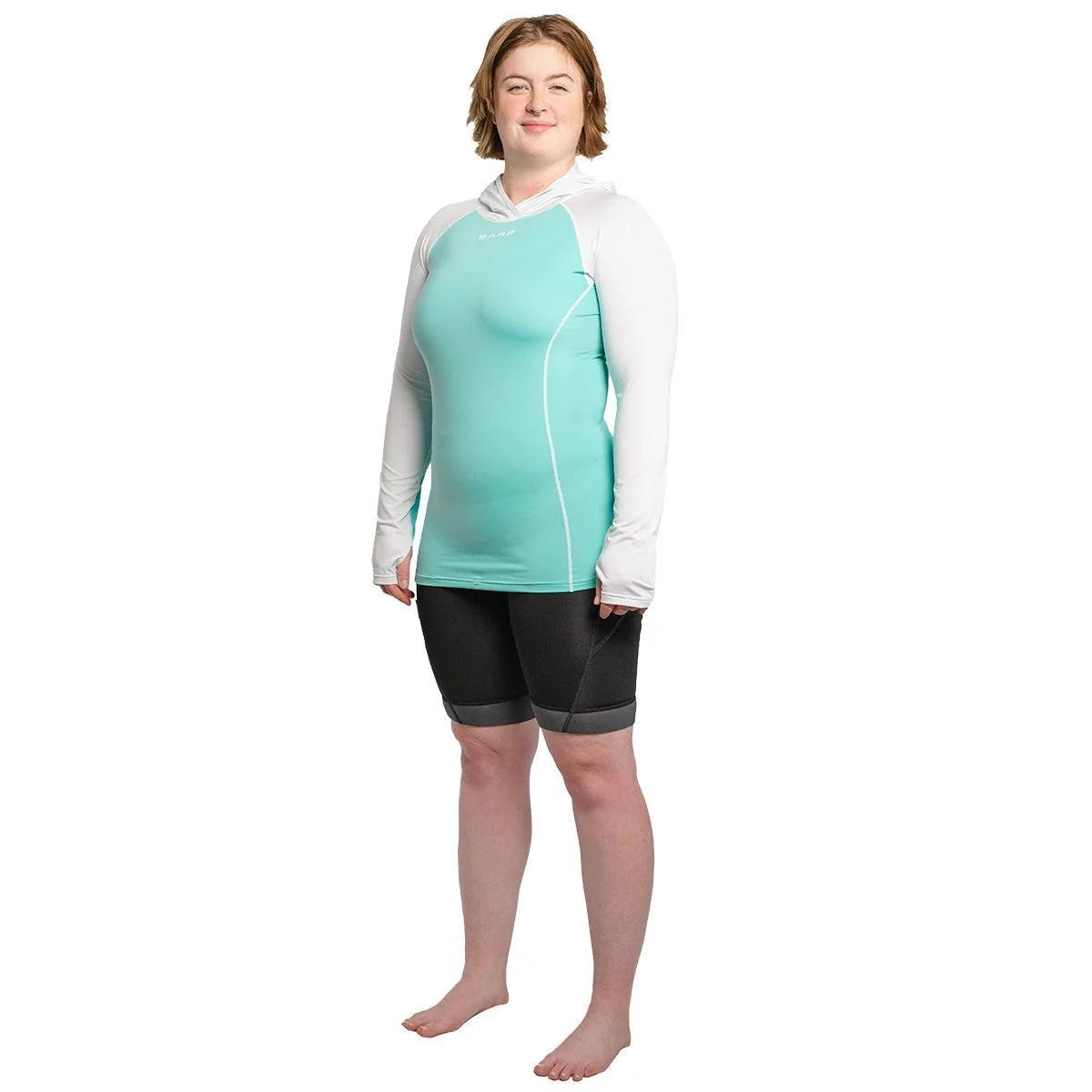 Bare Eclips Hooded Rashguard Womens Aqua - Image 2