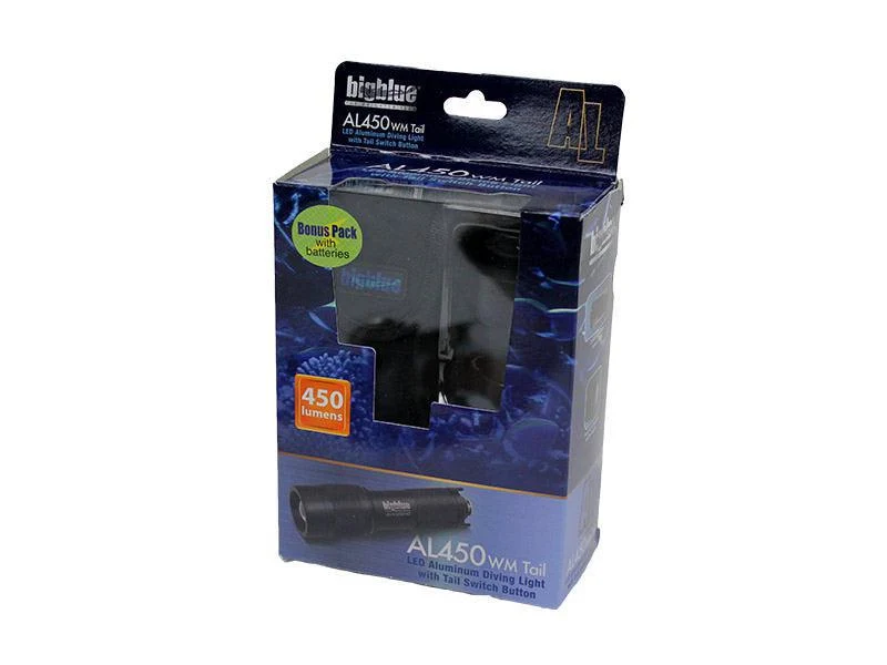 BigBlue 450 Lumen Mini Dive Light with Glove & Batteries and Tail Switch - Image 2