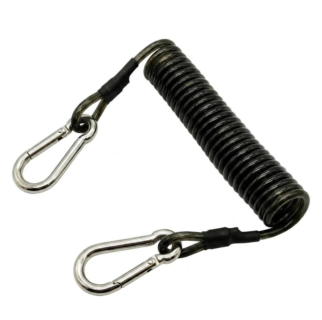 DiveCatalog.com Metal Coil Lanyard with Snap Clips