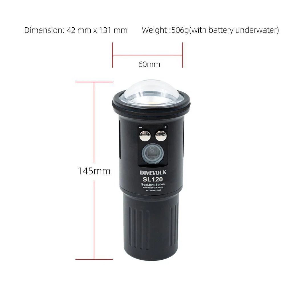 DiveVolk SL120 Video Light 12000 lumens for Underwater Photography and Video - Image 8
