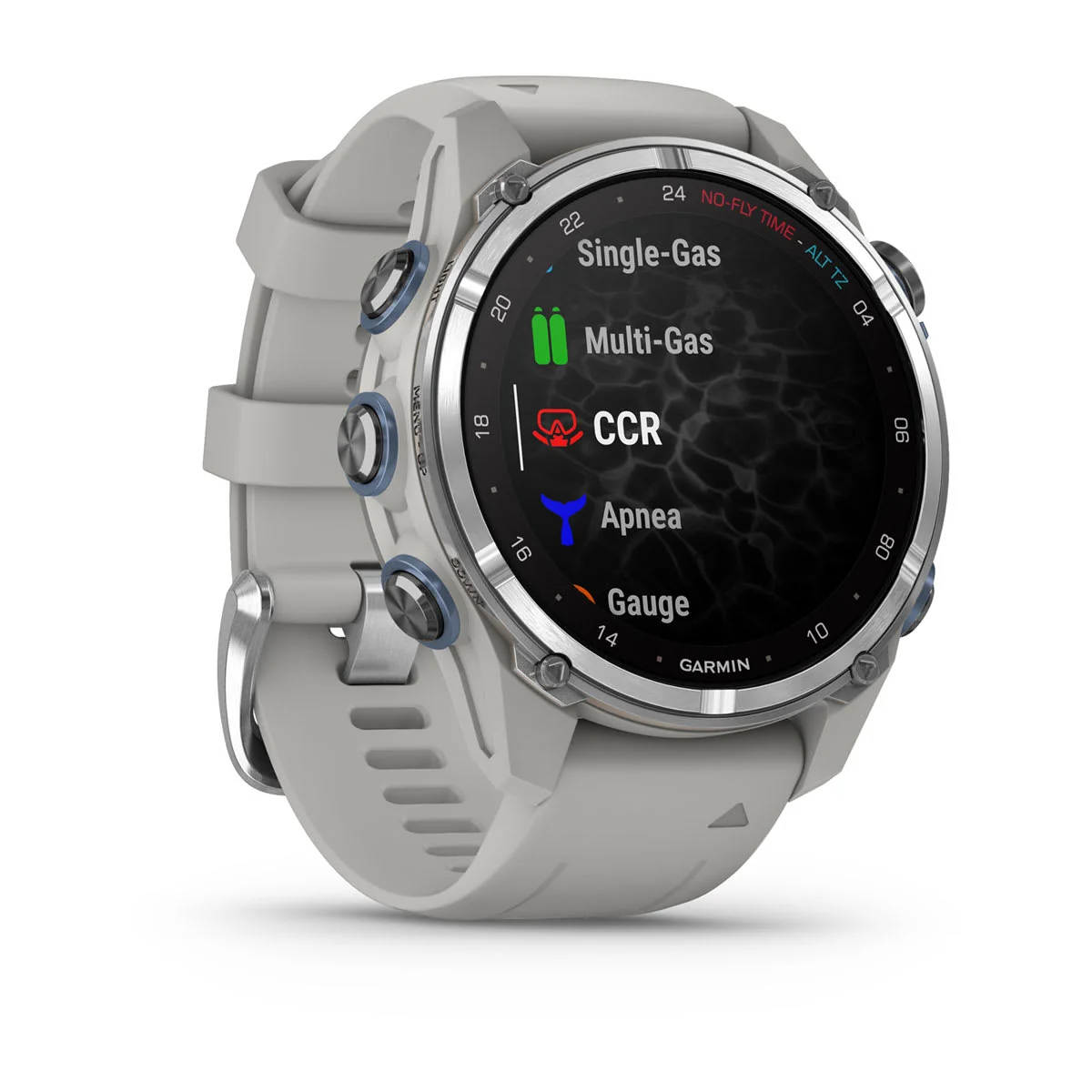 Garmin Descent Mk3 – 43 mm, Stainless Steel with Fog Gray Silicone Band - Image 3