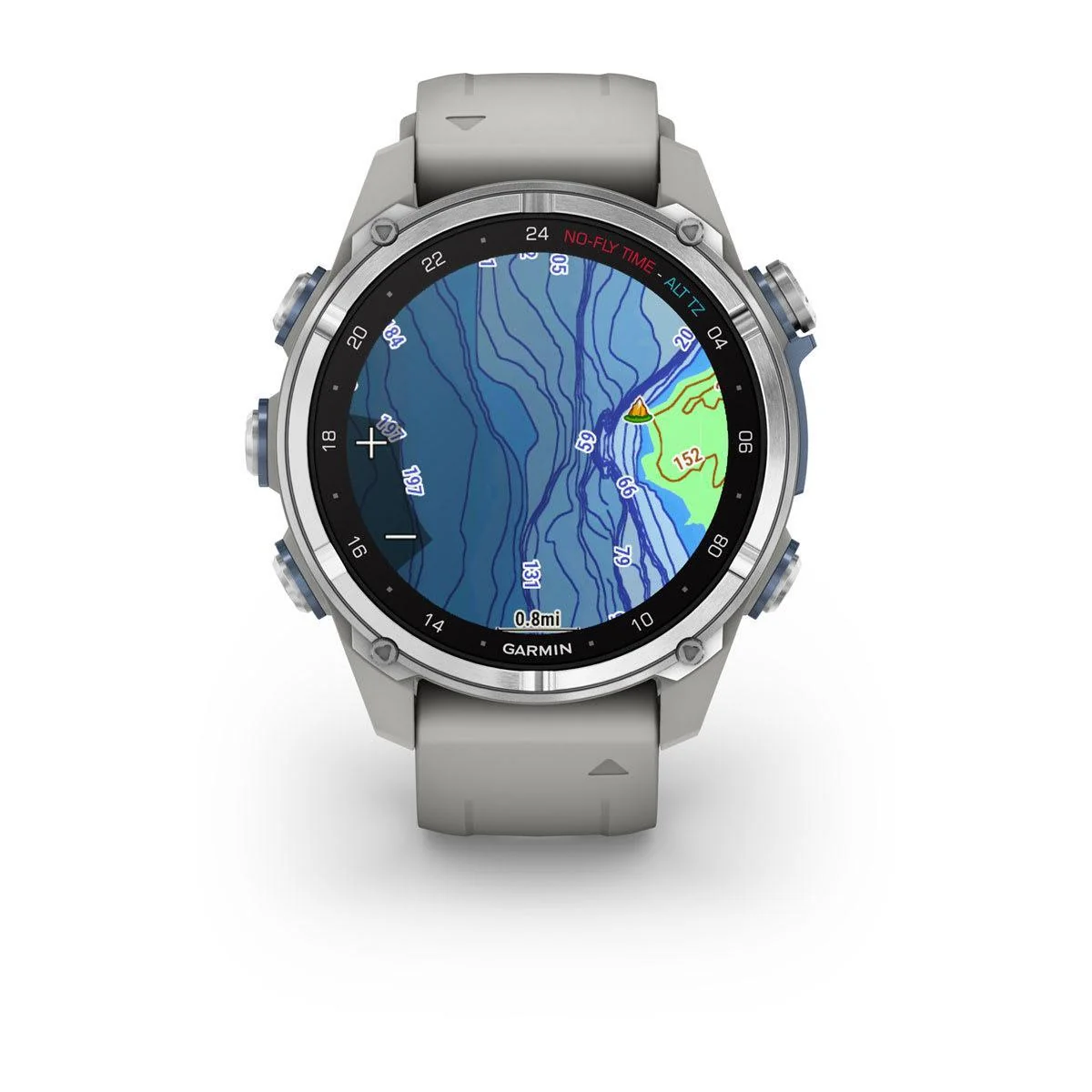 Garmin Descent Mk3 – 43 mm, Stainless Steel with Fog Gray Silicone Band - Image 6