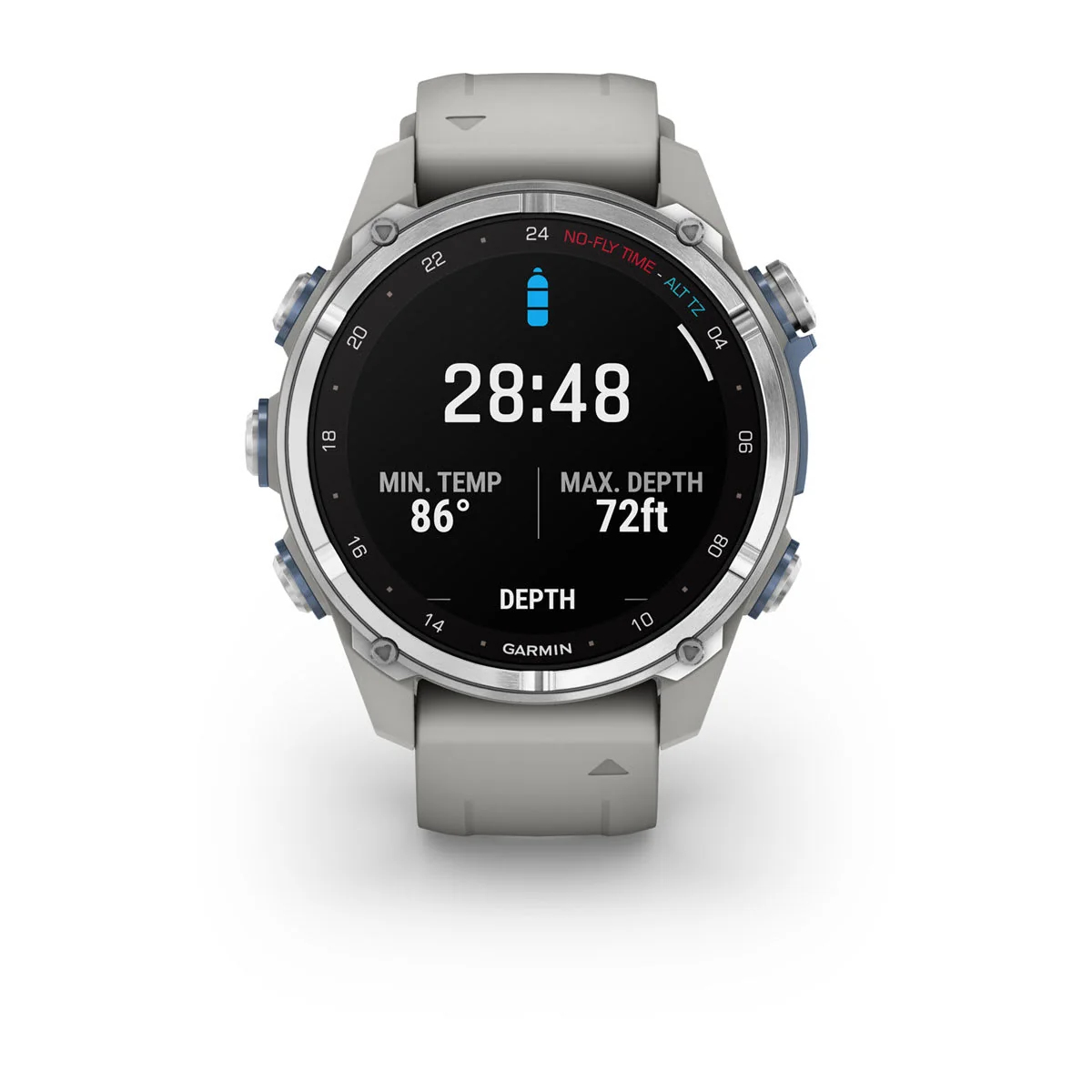 Garmin Descent Mk3 – 43 mm, Stainless Steel with Fog Gray Silicone Band - Image 8