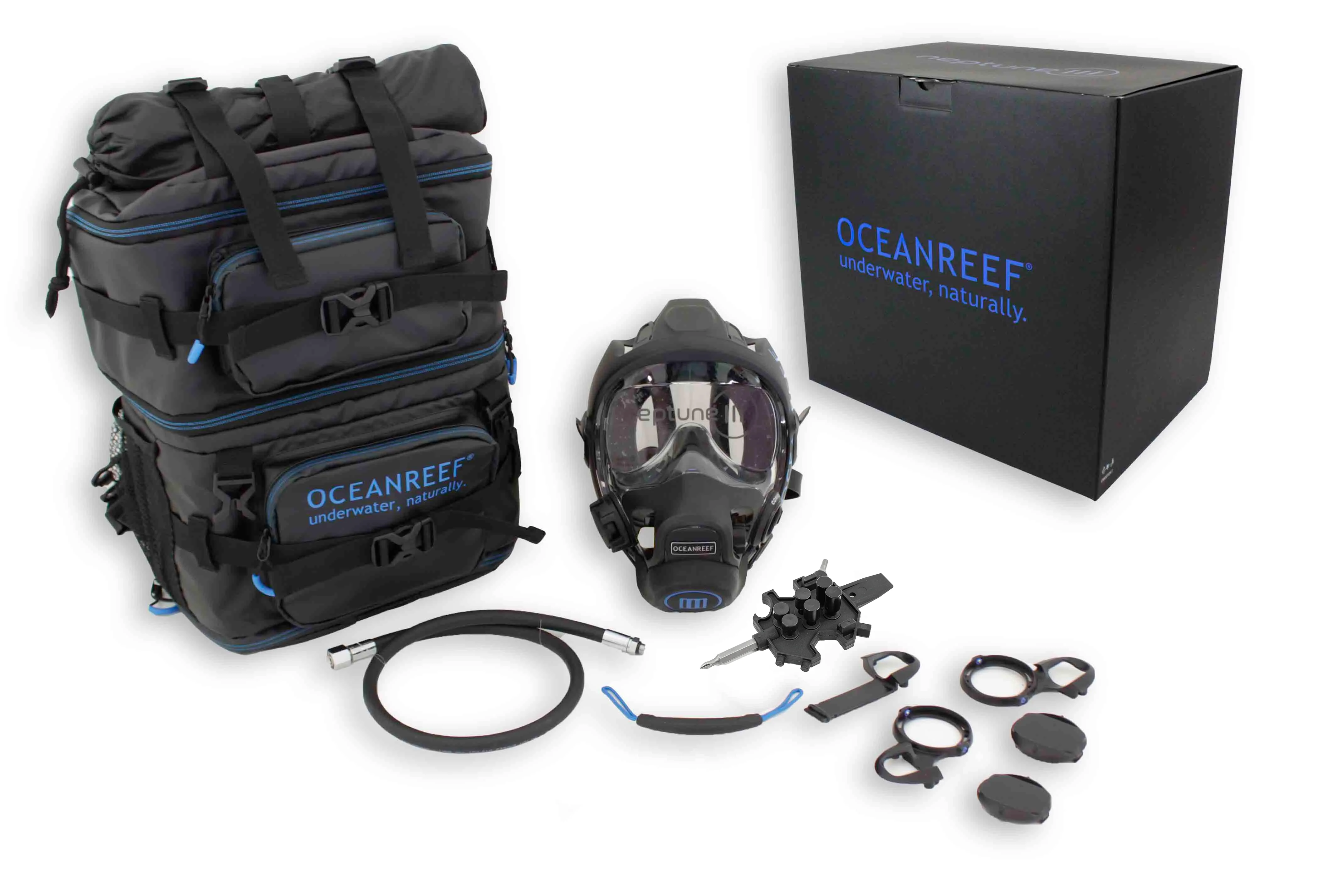 Ocean Reef Neptune III IDM - Diving Full Face Mask w/ int 2nd st, surface air valve, doffing handle, extender kit and multitool - Image 10