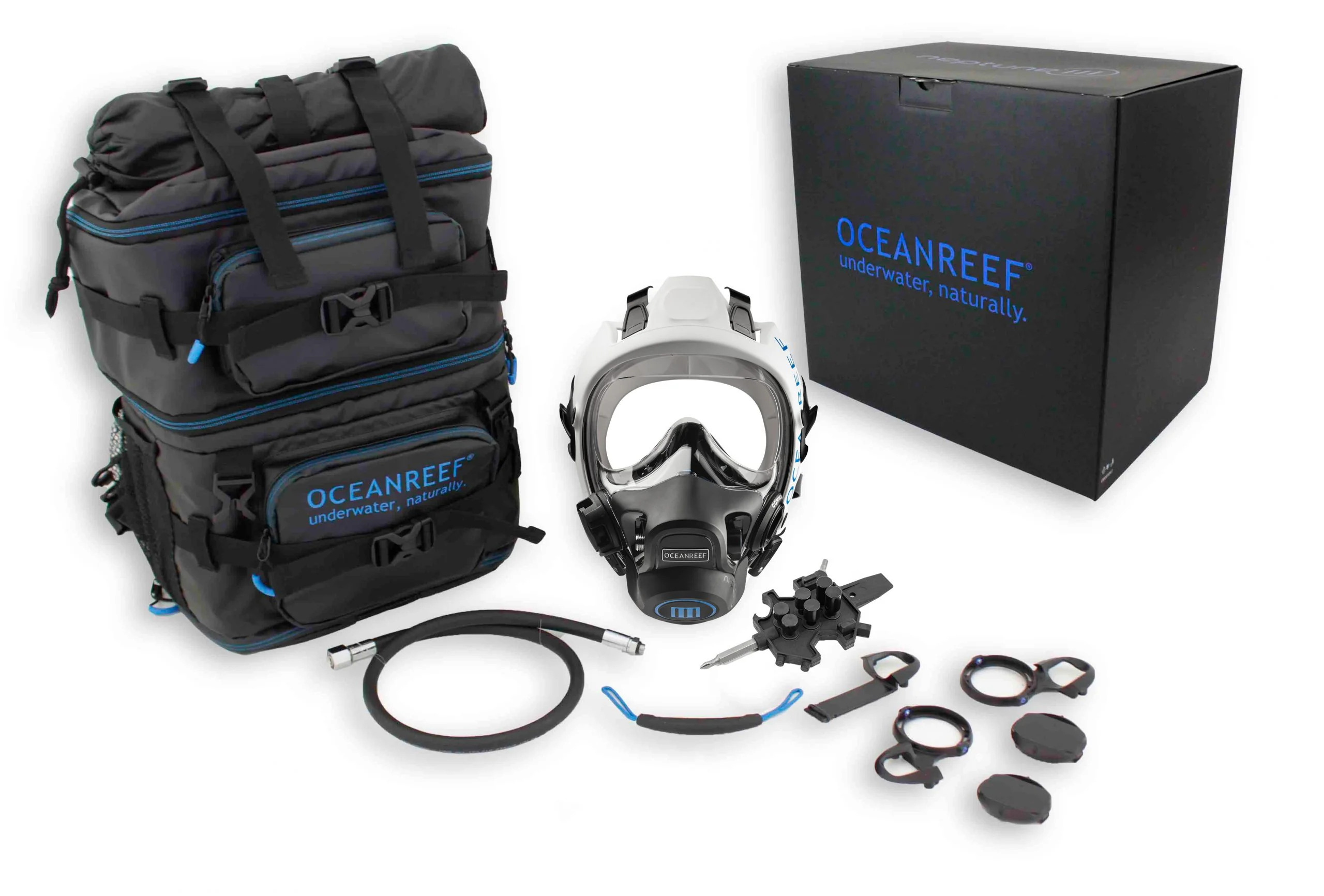 Ocean Reef Neptune III IDM - Diving Full Face Mask w/ int 2nd st, surface air valve, doffing handle, extender kit and multitool - Image 19