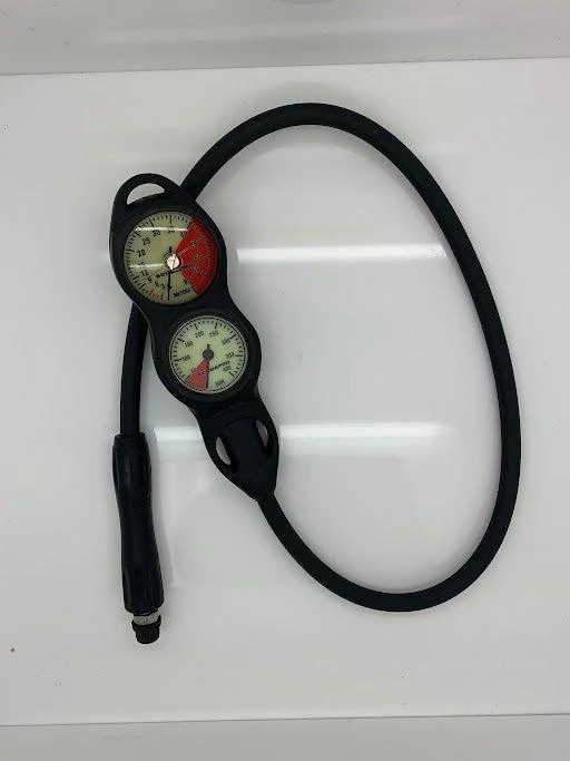 Used Scubapro 2-Gauge U-Line Compact Plastic Pressure Gauge Bar, Standard Depth Gauge Dive Console (Metric)