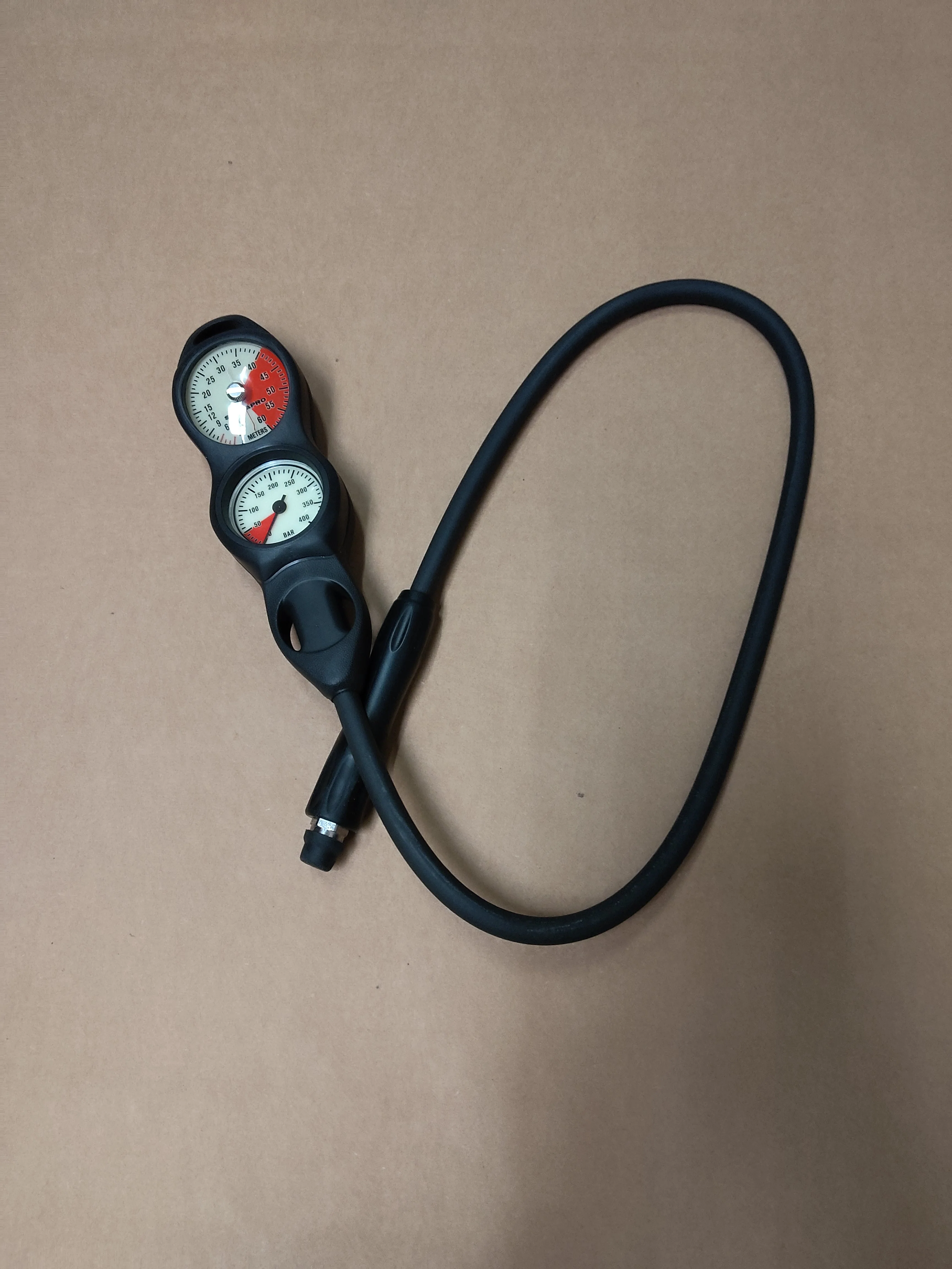 Used Scubapro 2-Gauge U-Line Compact Plastic Pressure Gauge Bar, Standard Depth Gauge Dive Console (Metric)