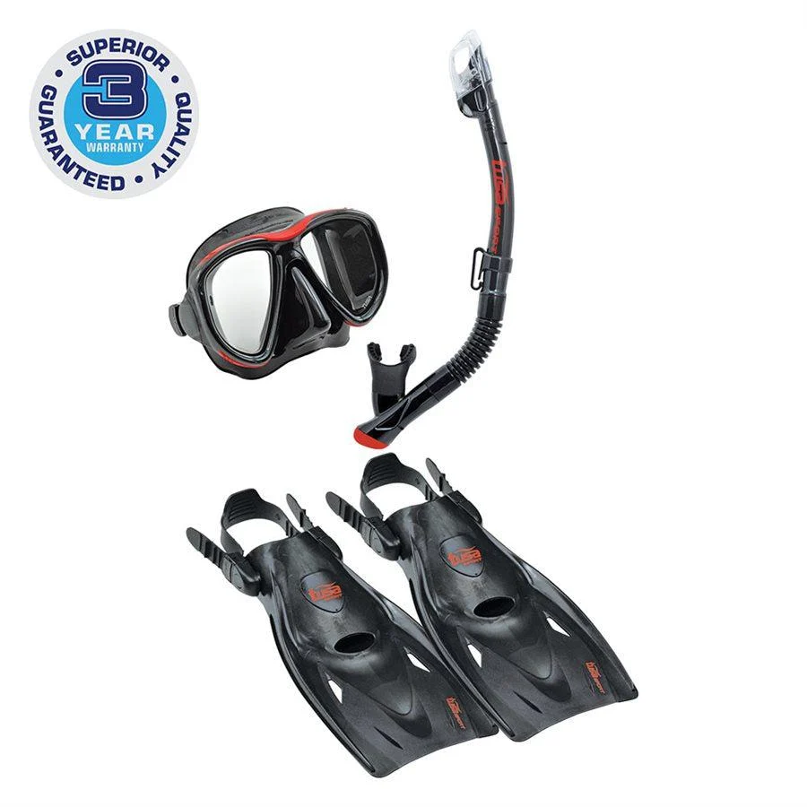 Open Box Tusa Powerview Dry Adult Travel Mask, Snorkel and Fin Set - Image 2