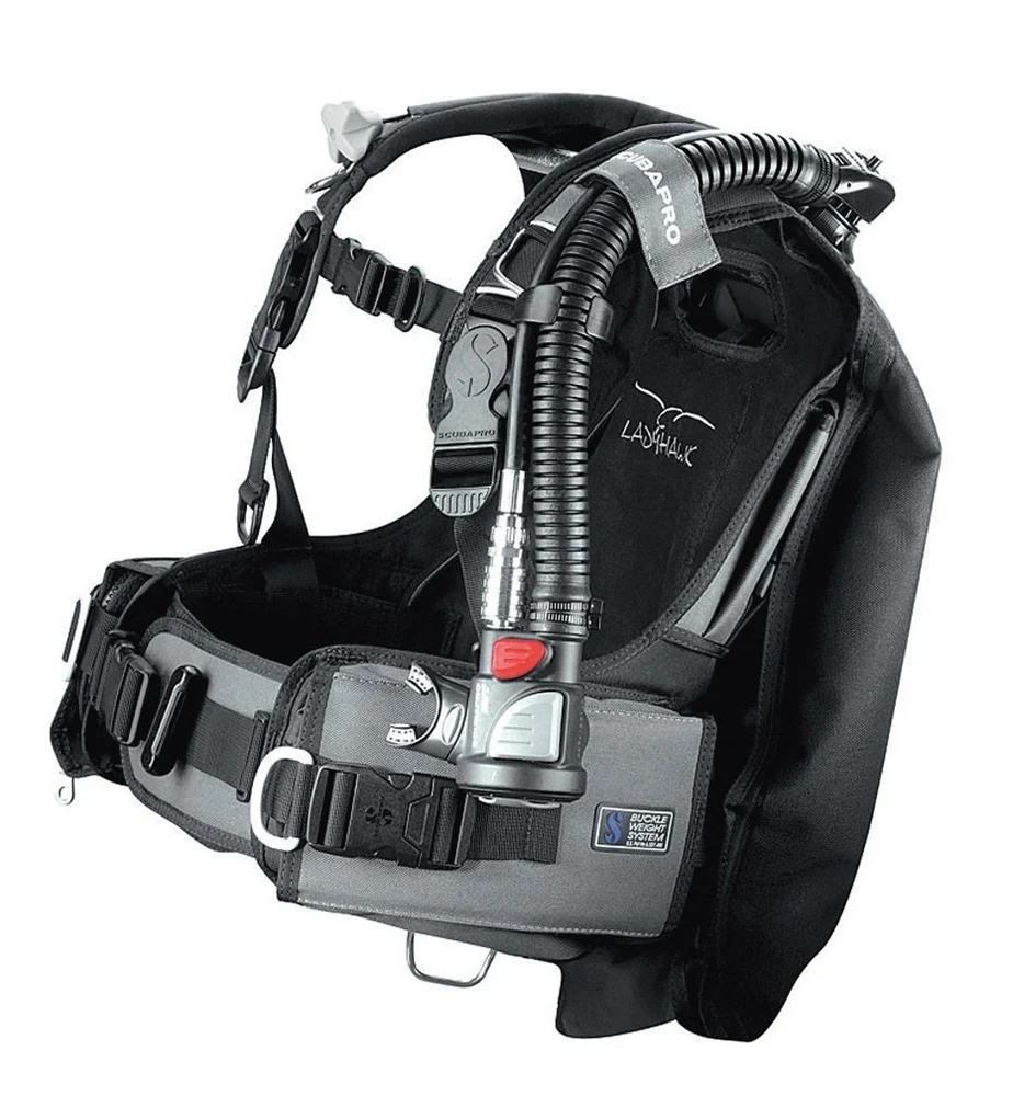 Scubapro Ladyhawk Scuba Diving Buoyancy Compensator with Air2 - Black/Gray XSmall