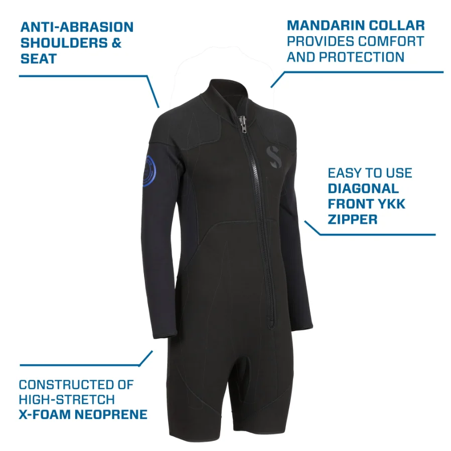 Scubapro Oneflex Steamer Caribbean Shorty 3mm Long Sleeve Wetsuit - Image 4
