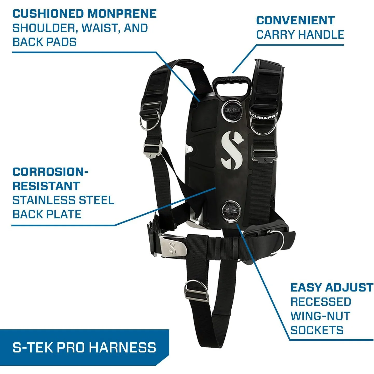 Scubapro S-TEK Donut Wing 30 + S-TEK Pro Harness SS + Single Tank Adapter + Back Shoulder Waist Pad - Image 16