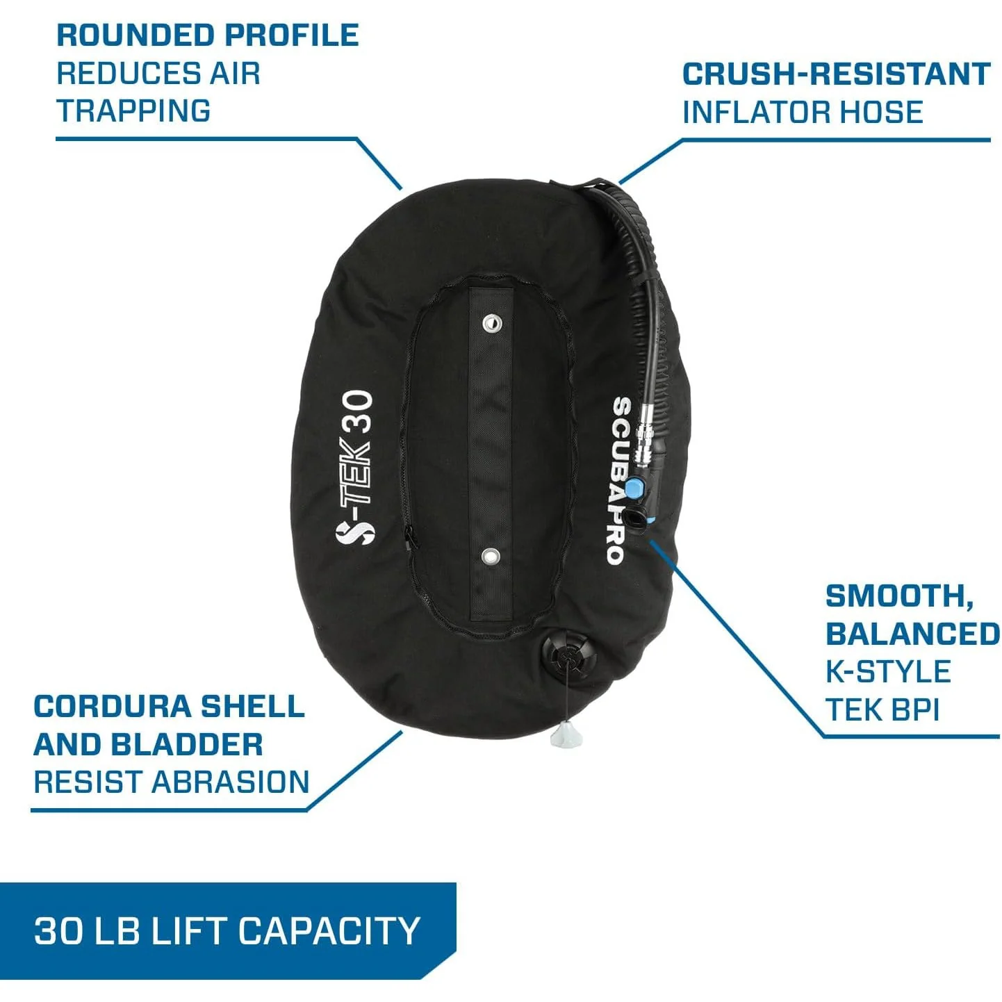 Scubapro S-TEK Donut Wing 30 + S-TEK Pro Harness SS + Single Tank Adapter + Back Shoulder Waist Pad - Image 32