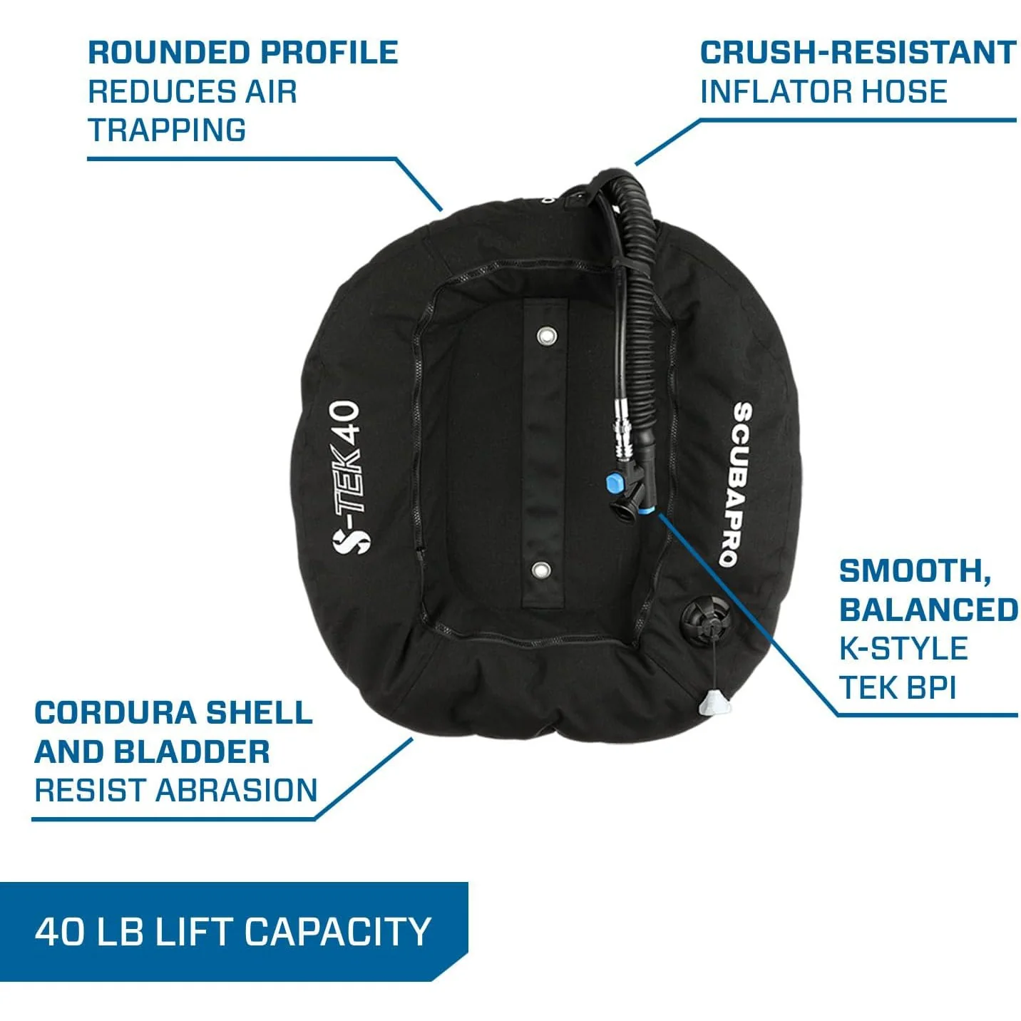 Scubapro S-TEK Donut Wing 40 + S-TEK Pro Harness SS + Back Shoulder Waist Pad - Image 37