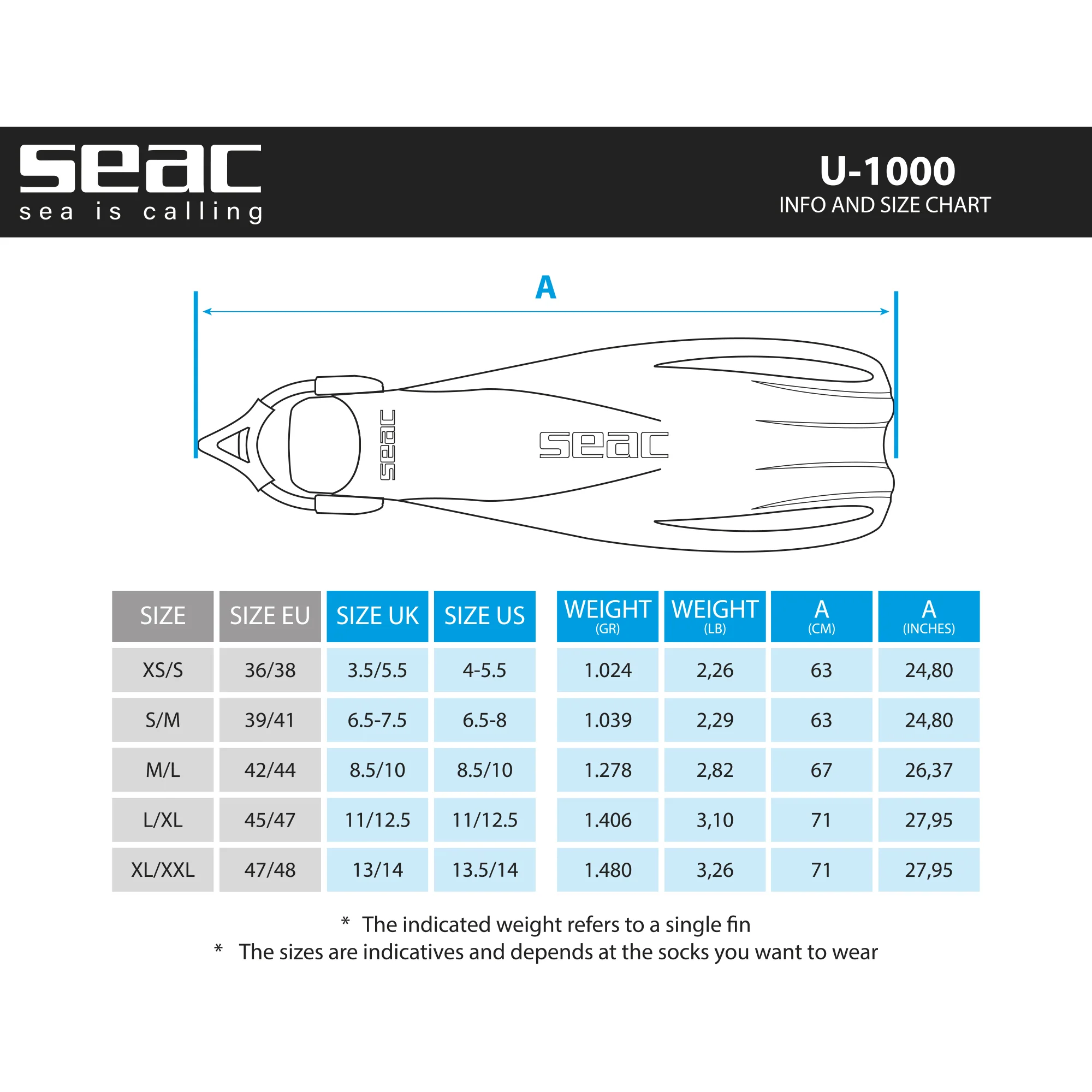 SEAC OPEN HEEL FIN  U-1000 SLING STRAP - Image 32