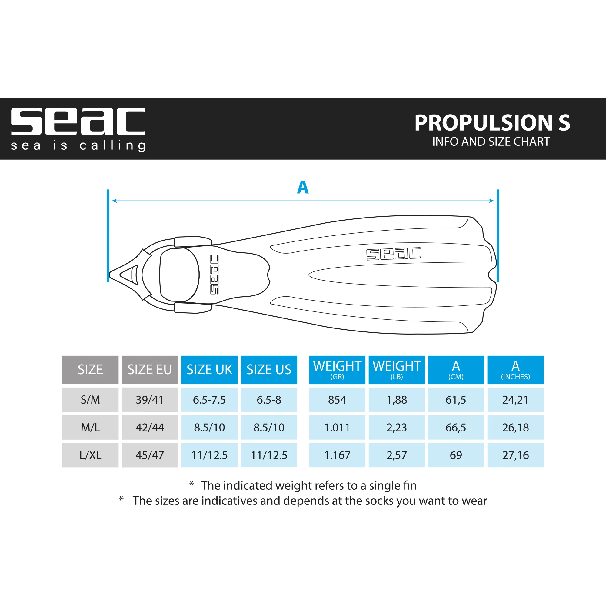 Seac Propulsion S  Scuba Diving Fins - Image 10