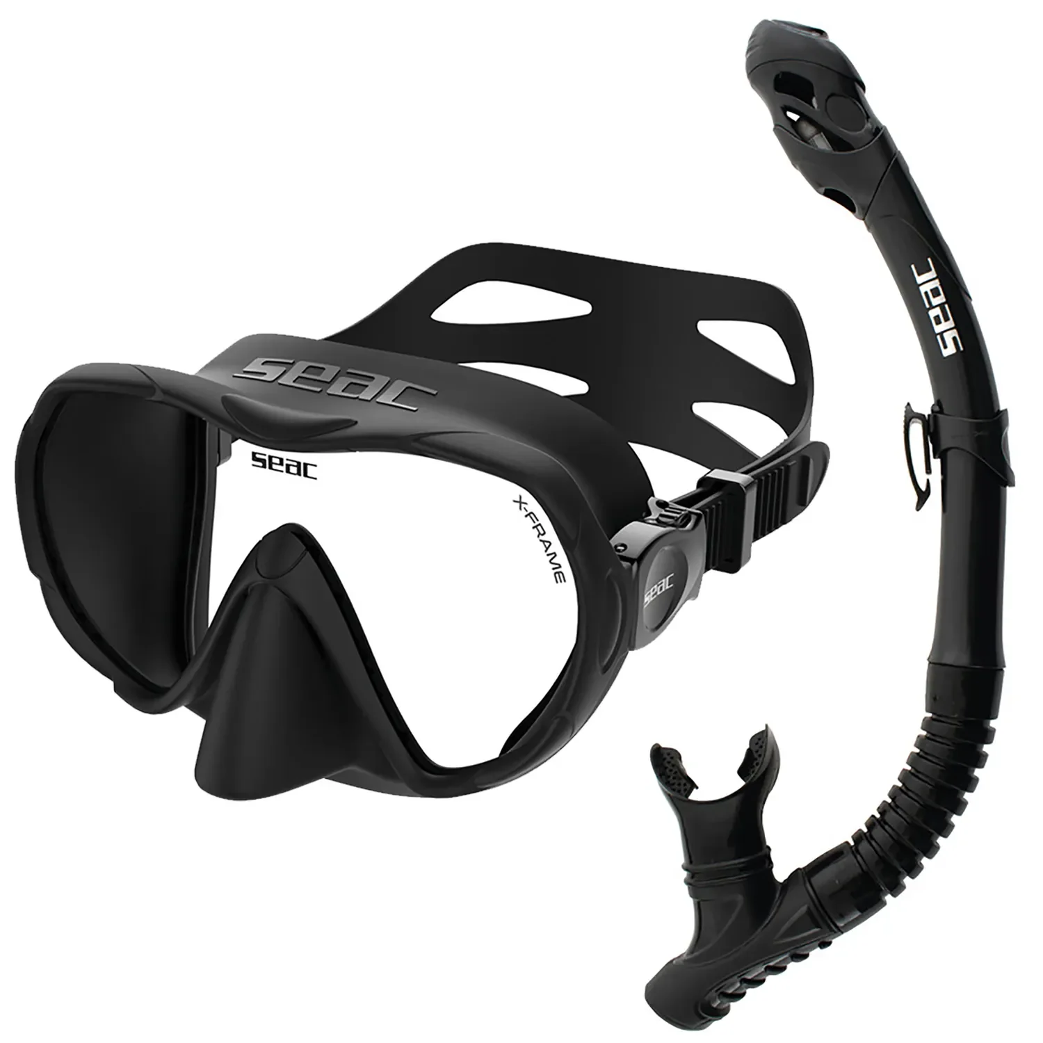 Seac X-Frame Frameless Diving Mask with Reverse Dry Snorkel Set