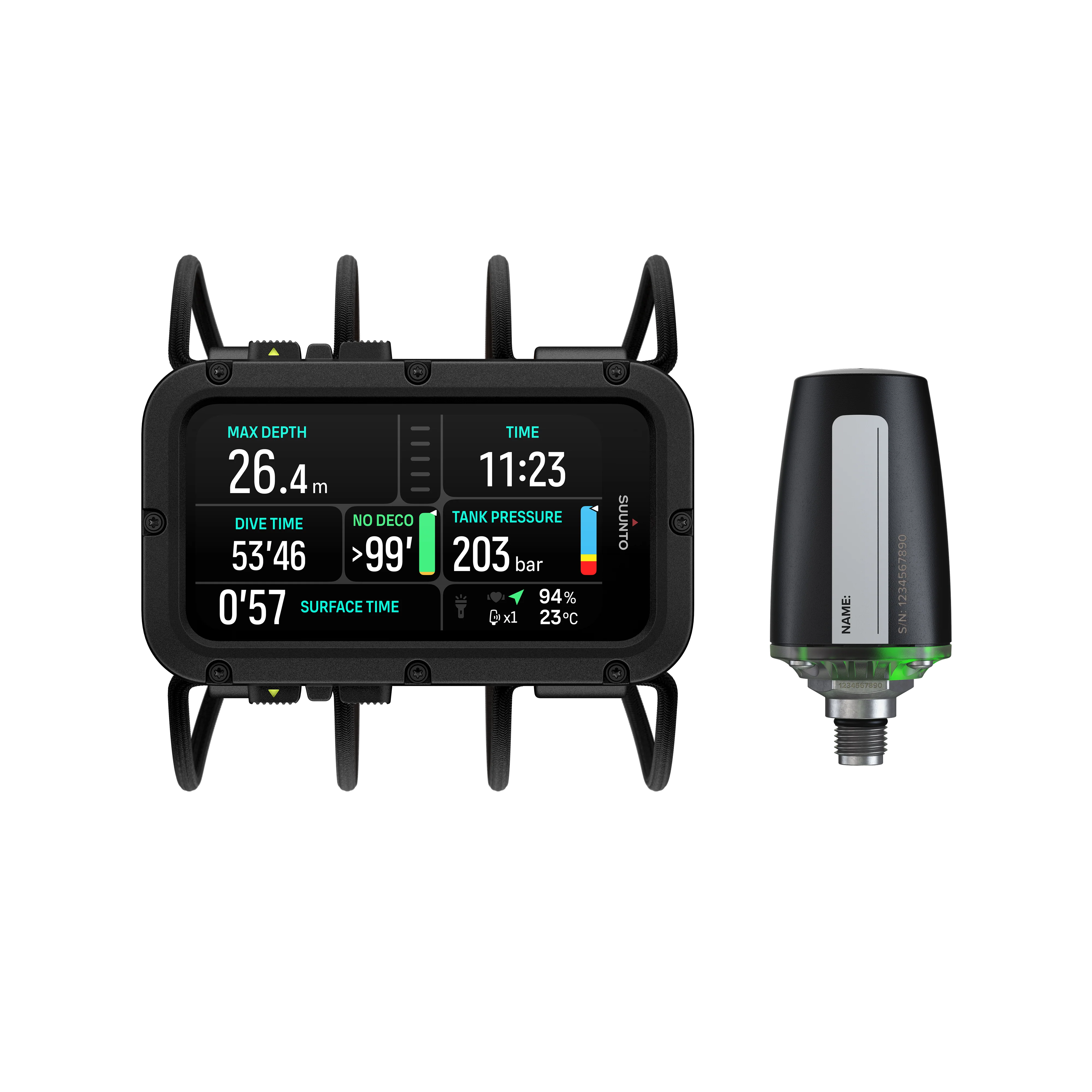 Suunto Nautic Dive Computer with Bungee Cord and Tank Pod Dive Mount
