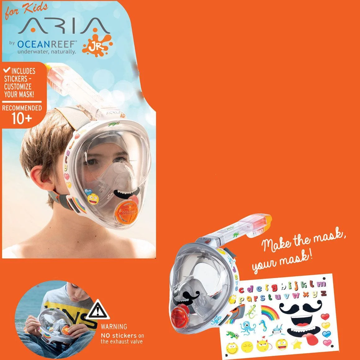 Used Ocean Reef Aria Jr – Full Face Snorkeling Mask White One Size - Image 3