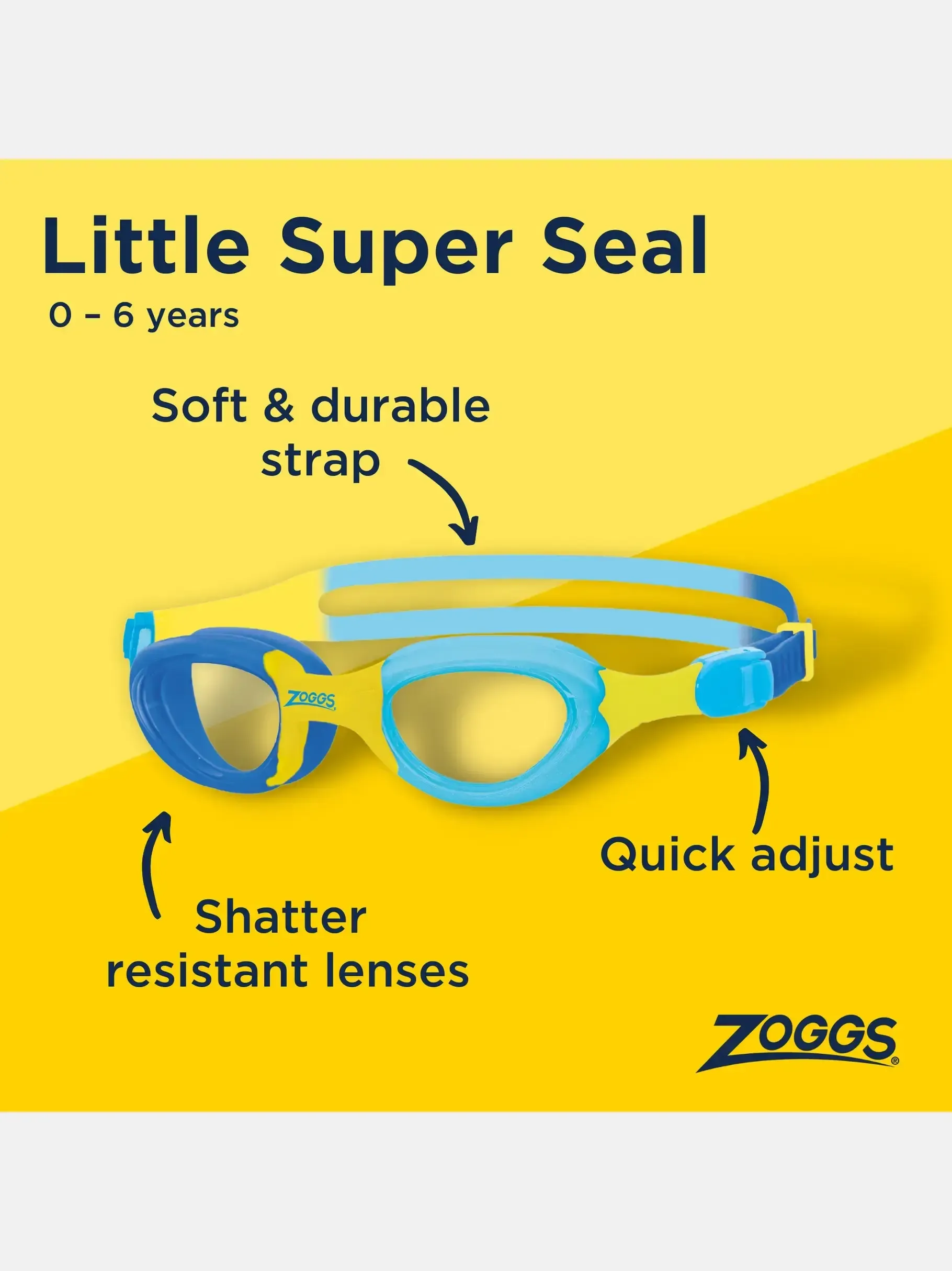 Zoggs Little Super Seal Kids Swim Goggles Clear Lens Silicone - Image 3