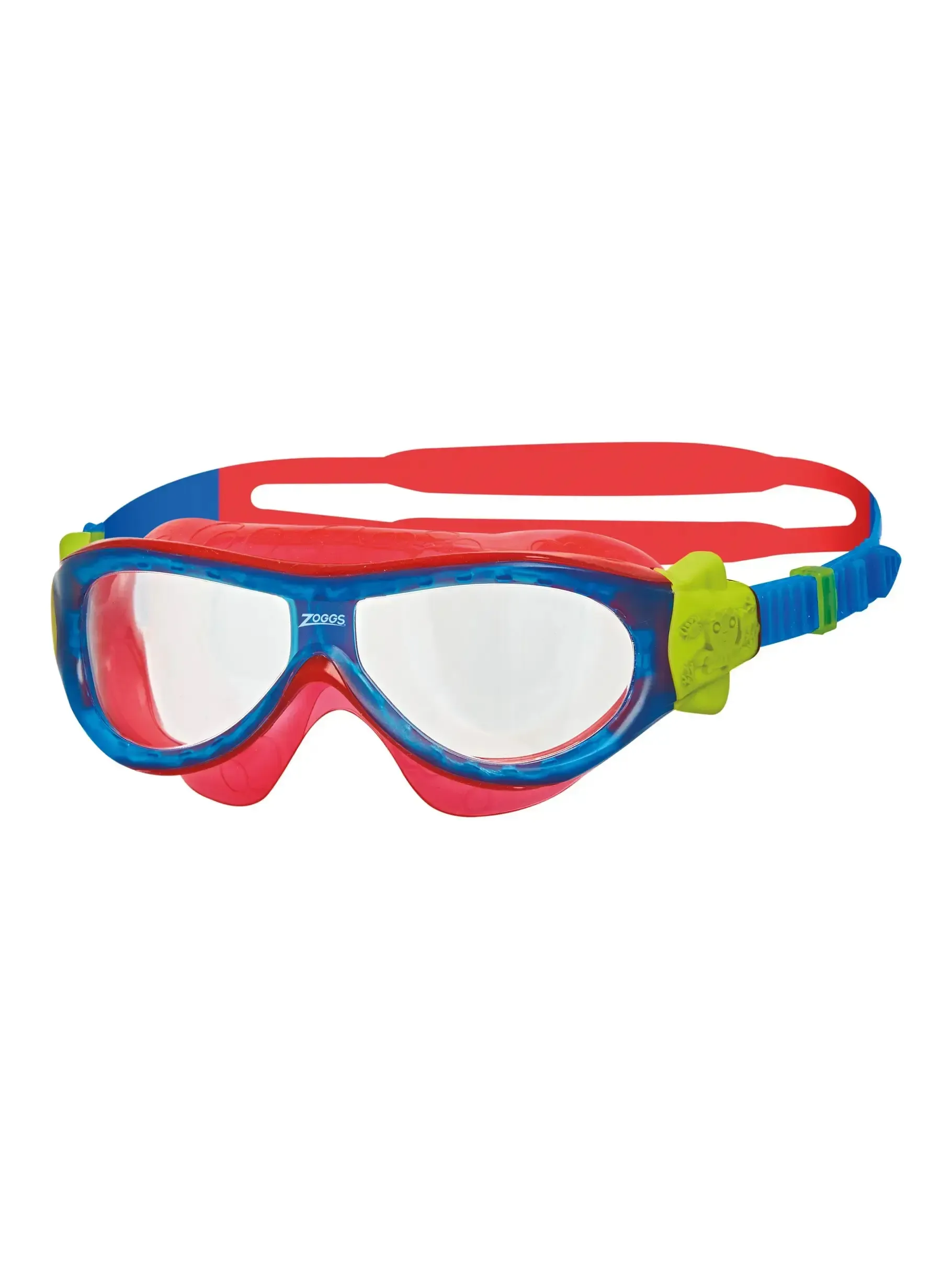 Zoggs Phantom Kids Swim Mask Blue/Red Clear Lens Anti-Fog - Image 2